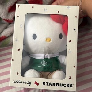 Starbucks Hello Kitty Plush with Red Bow and Green Outfit